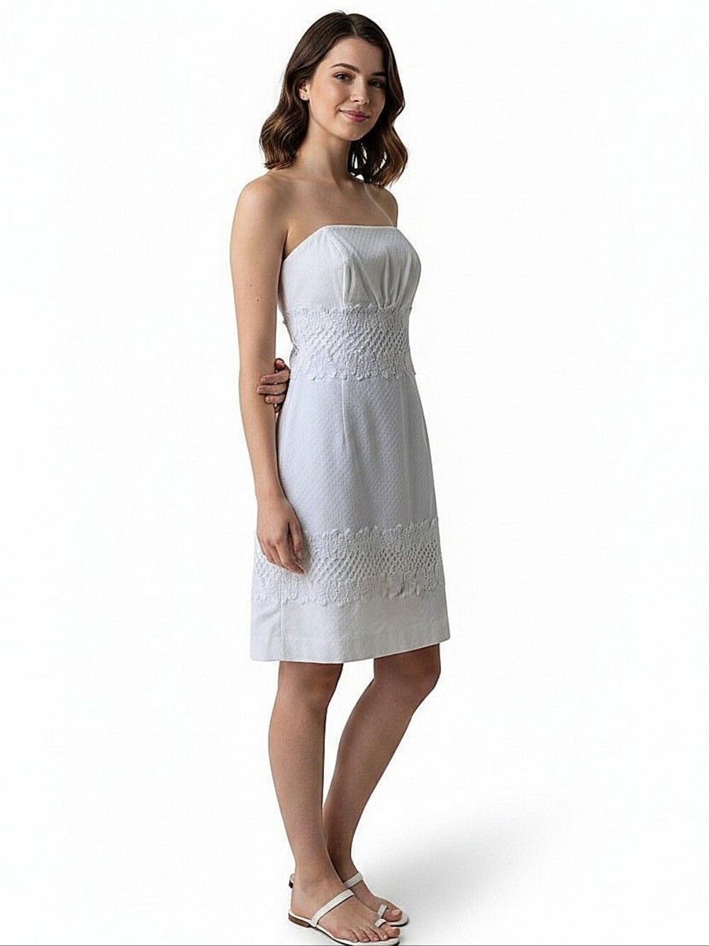NEW! Lily Pulitzer Strapless White Summer Dress with Smocked Waist